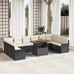 vidaXL Set de canapele pentru grădină cu pernă 11 pcs negru și crem