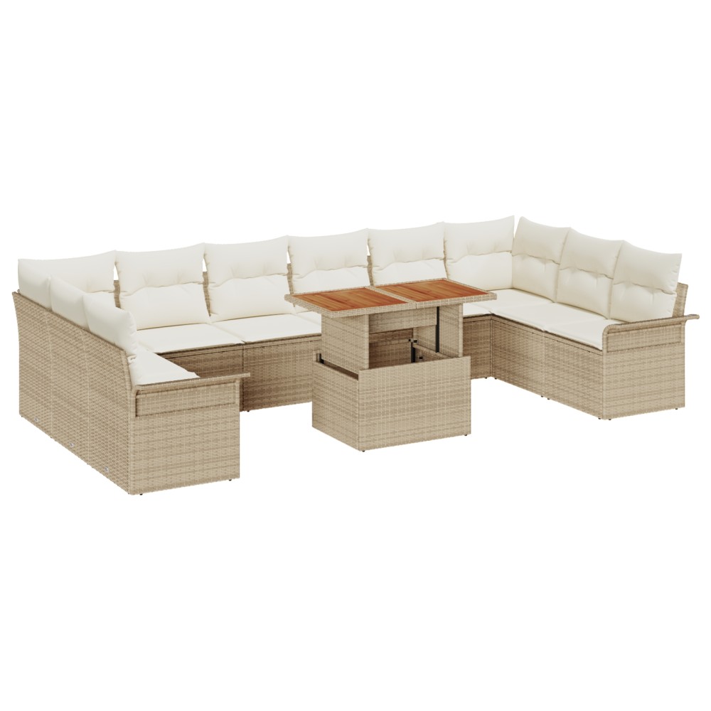 vidaXL Set de canapele pentru grădină cu pernă 11 pcs bej și crem