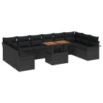 vidaXL Set de canapele pentru grădină 11 pcs Negru 100 x 55 x 73 cm