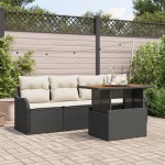 vidaXL Set de canapele pentru grădină cu pernă 5 pcs negru și crem vidaXL Set de canapele pentru grădină cu pernă 5 pcs negru și crem