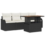 vidaXL Set de canapele pentru grădină cu pernă 5 pcs negru și crem vidaXL Set de canapele pentru grădină cu pernă 5 pcs negru și crem