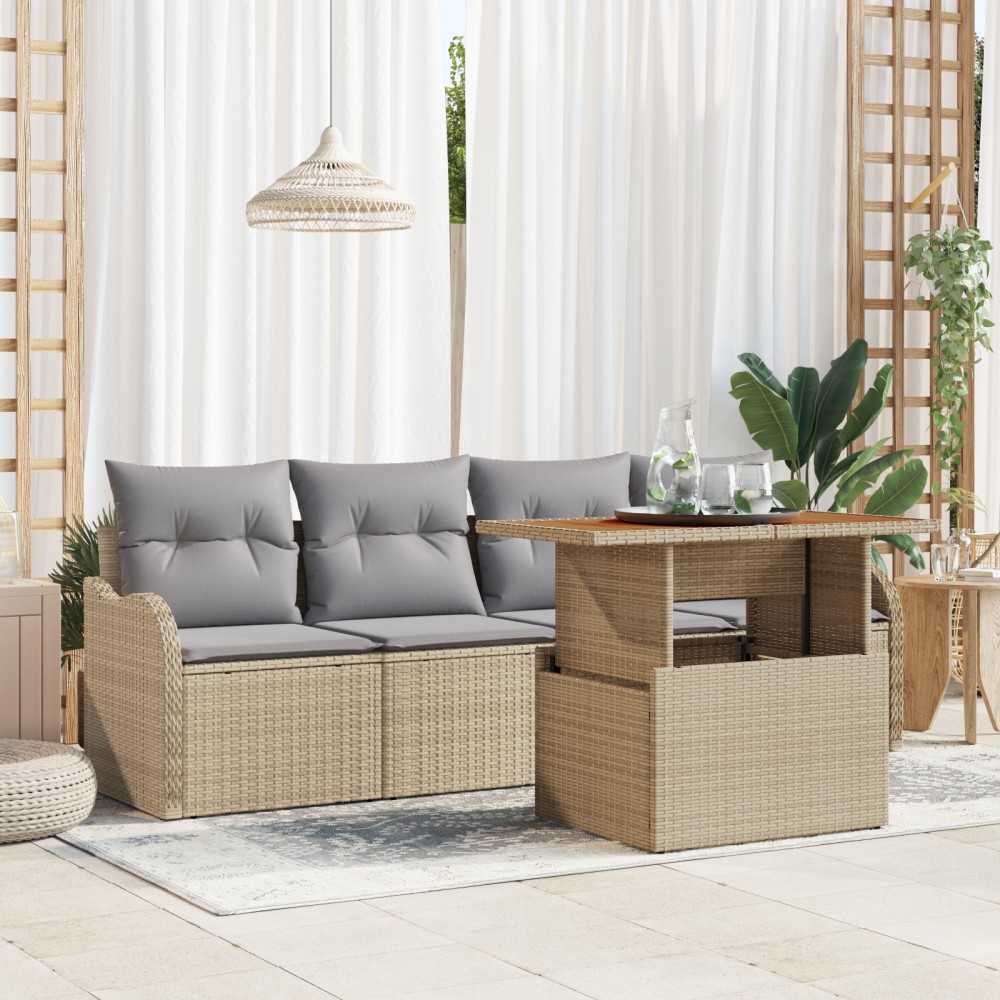 vidaXL Set de canapele pentru grădină Manual 5 pcs bej și gri deschis