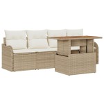 vidaXL Set de canapele pentru grădină cu pernă 5 pcs bej și crem