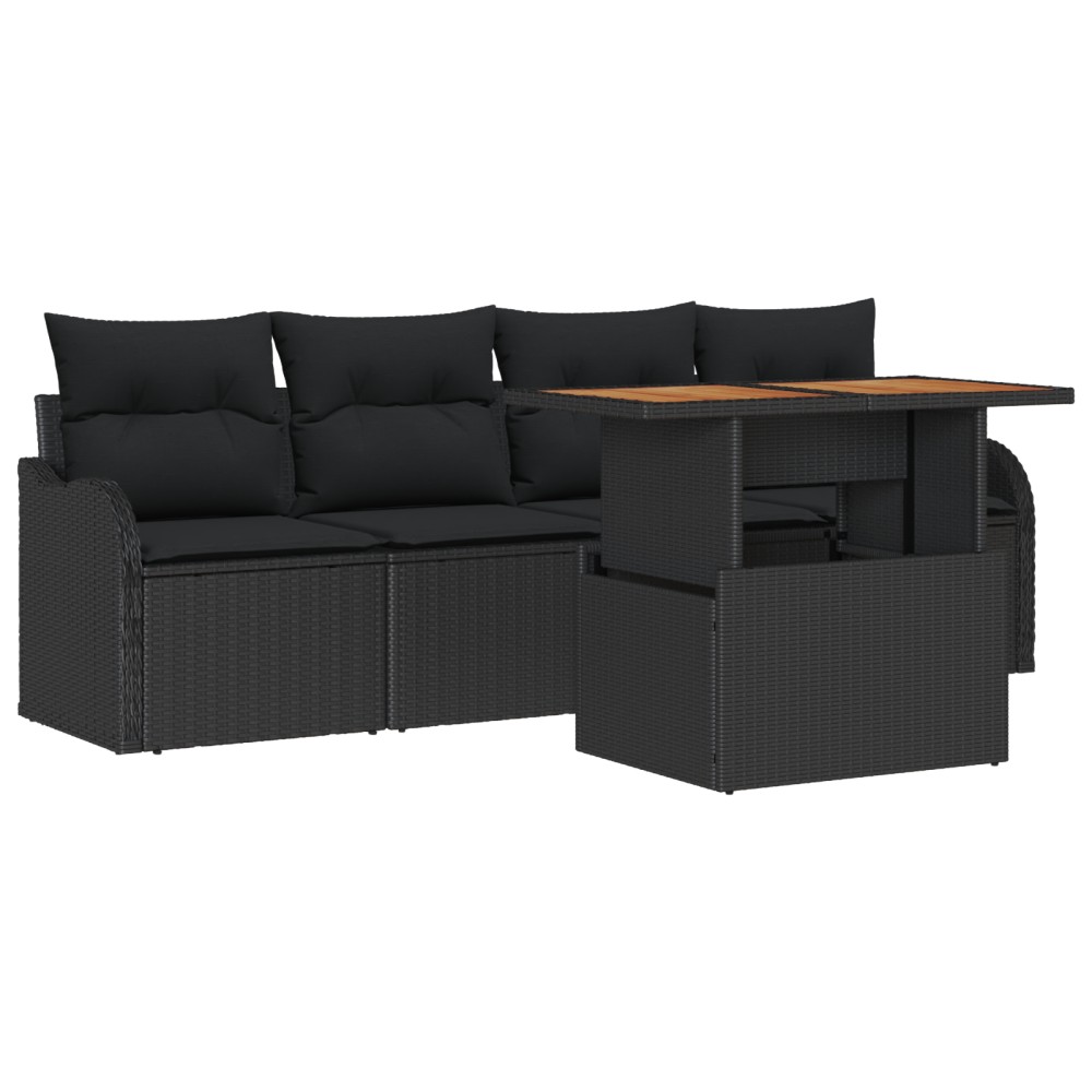 vidaXL Set de canapele pentru grădină 5 pcs Negru 100 x 55 x 73 cm