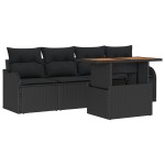 vidaXL Set de canapele pentru grădină 5 pcs Negru 100 x 55 x 73 cm