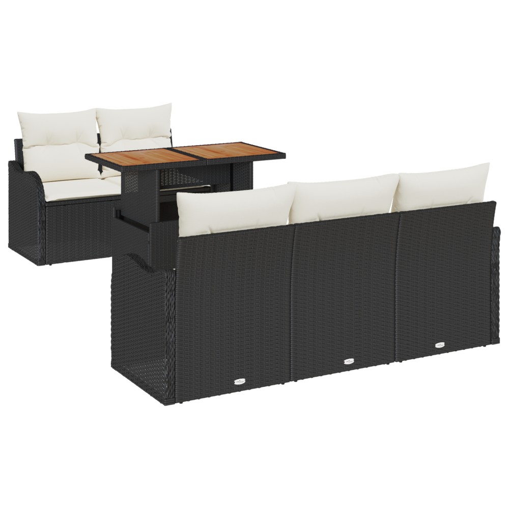 vidaXL Set de canapele pentru grădină cu pernă 6 pcs negru și crem