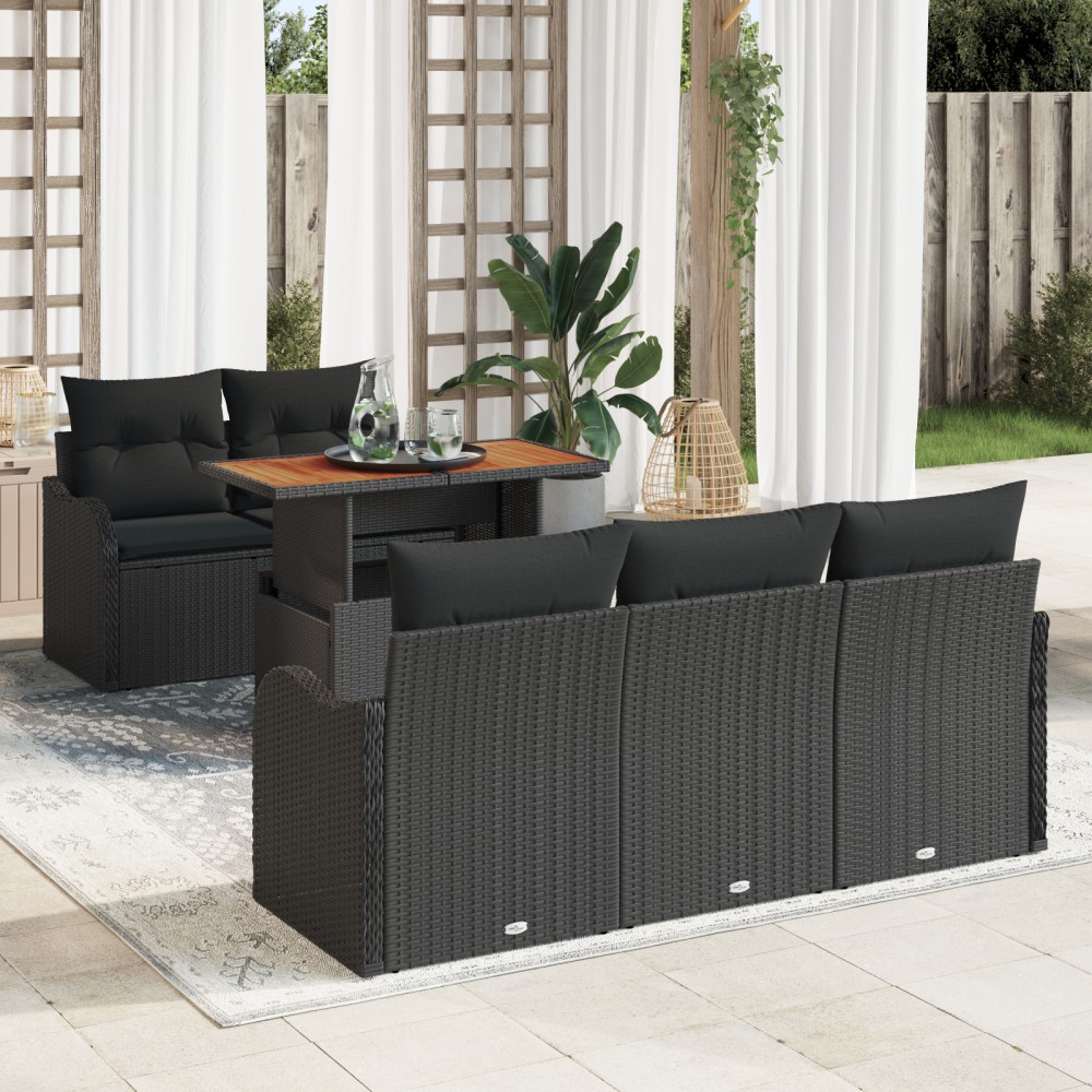 vidaXL Set de canapele pentru grădină 6 pcs Negru 100 x 55 x 73 cm