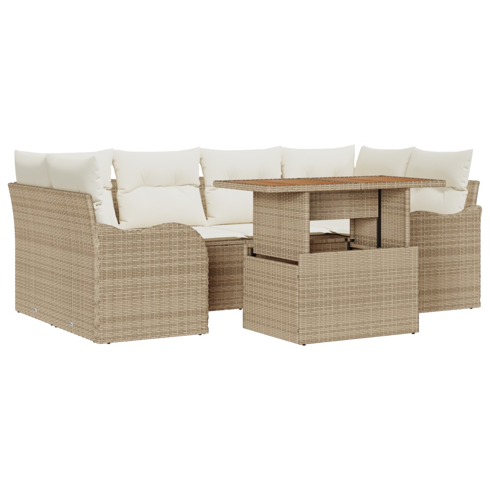 vidaXL Set de canapele pentru grădină cu pernă 7 pcs bej și crem