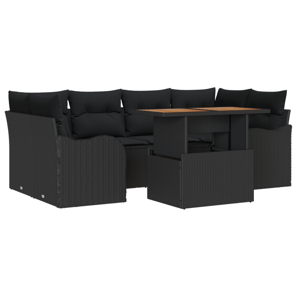 vidaXL Set de canapele pentru grădină 7 pcs Negru 100 x 55 x 73 cm