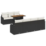 vidaXL Set de canapele pentru grădină cu pernă 8 pcs negru și crem