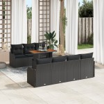 vidaXL Set de canapele pentru grădină 8 pcs Negru 100 x 55 x 73 cm