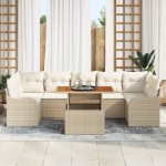 vidaXL Set de canapele pentru grădină cu pernă 8 pcs bej și crem
