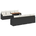 vidaXL Set de canapele pentru grădină cu pernă 7 pcs negru și crem vidaXL Set de canapele pentru grădină cu pernă 7 pcs negru și crem