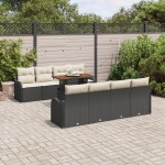 vidaXL Set de canapele pentru grădină cu pernă 7 pcs negru și crem vidaXL Set de canapele pentru grădină cu pernă 7 pcs negru și crem