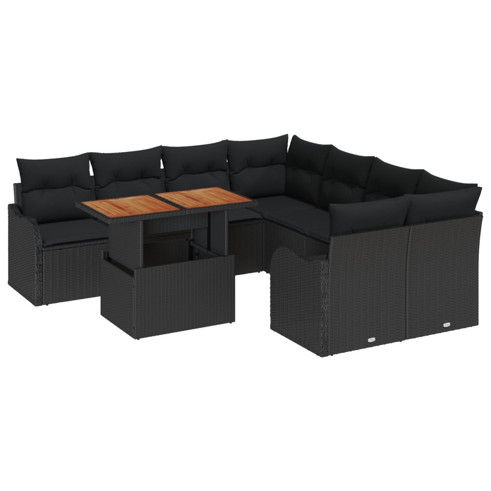 vidaXL Set de canapele pentru grădină 7 pcs Negru 100 x 55 x 73 cm