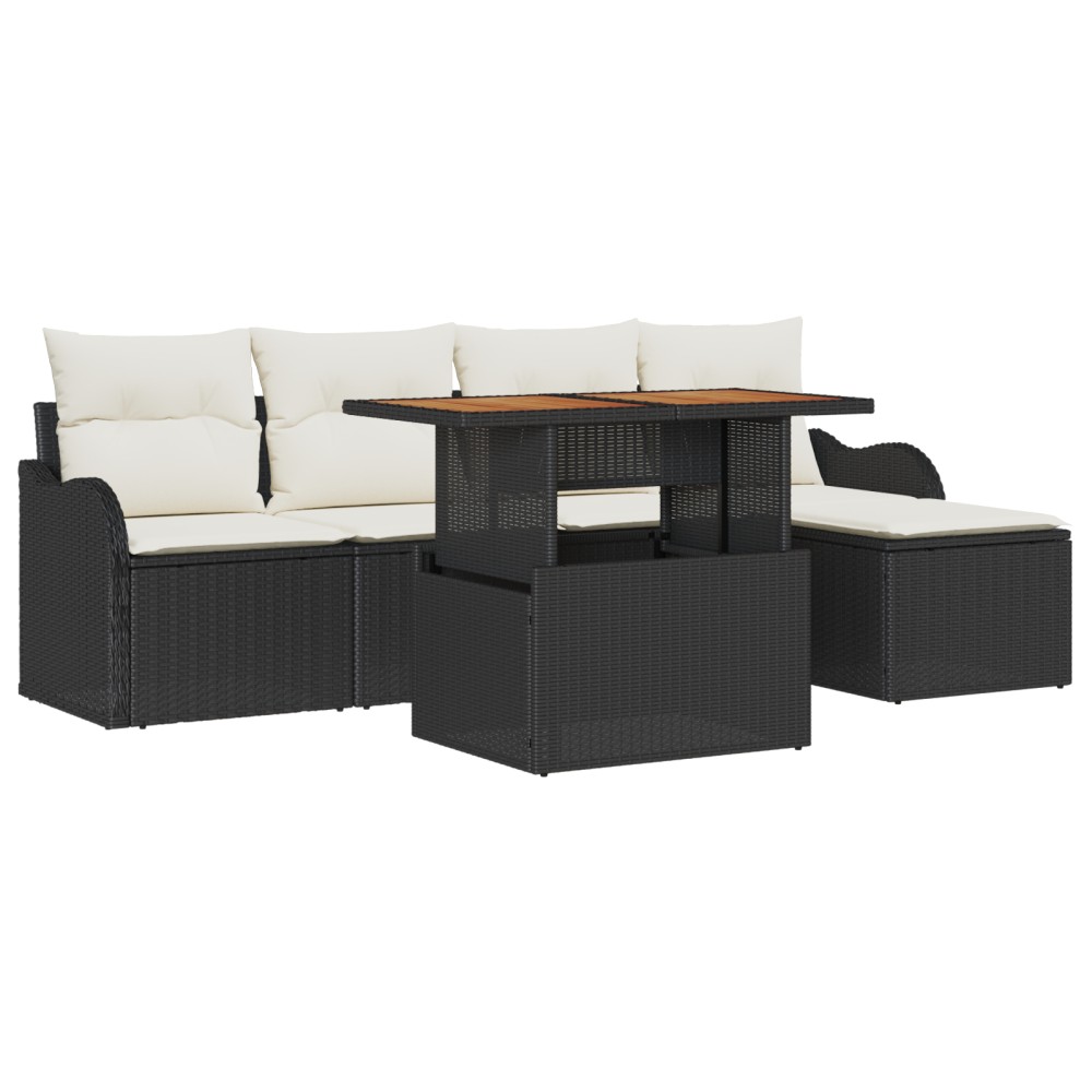 vidaXL Set de canapele pentru grădină cu pernă 6 pcs negru și crem