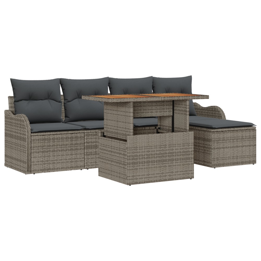 vidaXL Set de canapele pentru grădină cu pernă 6 pcs Gri