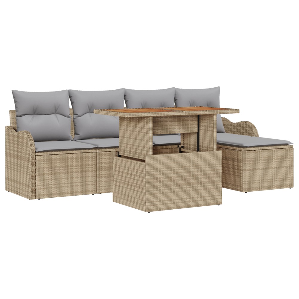 vidaXL Set de canapele pentru grădină 6 pcs bej și gri deschis