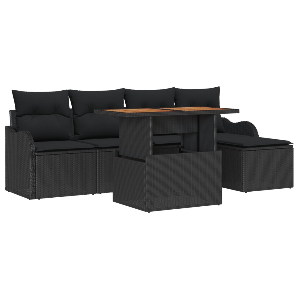 vidaXL Set de canapele pentru grădină cu pernă 6 pcs Negru