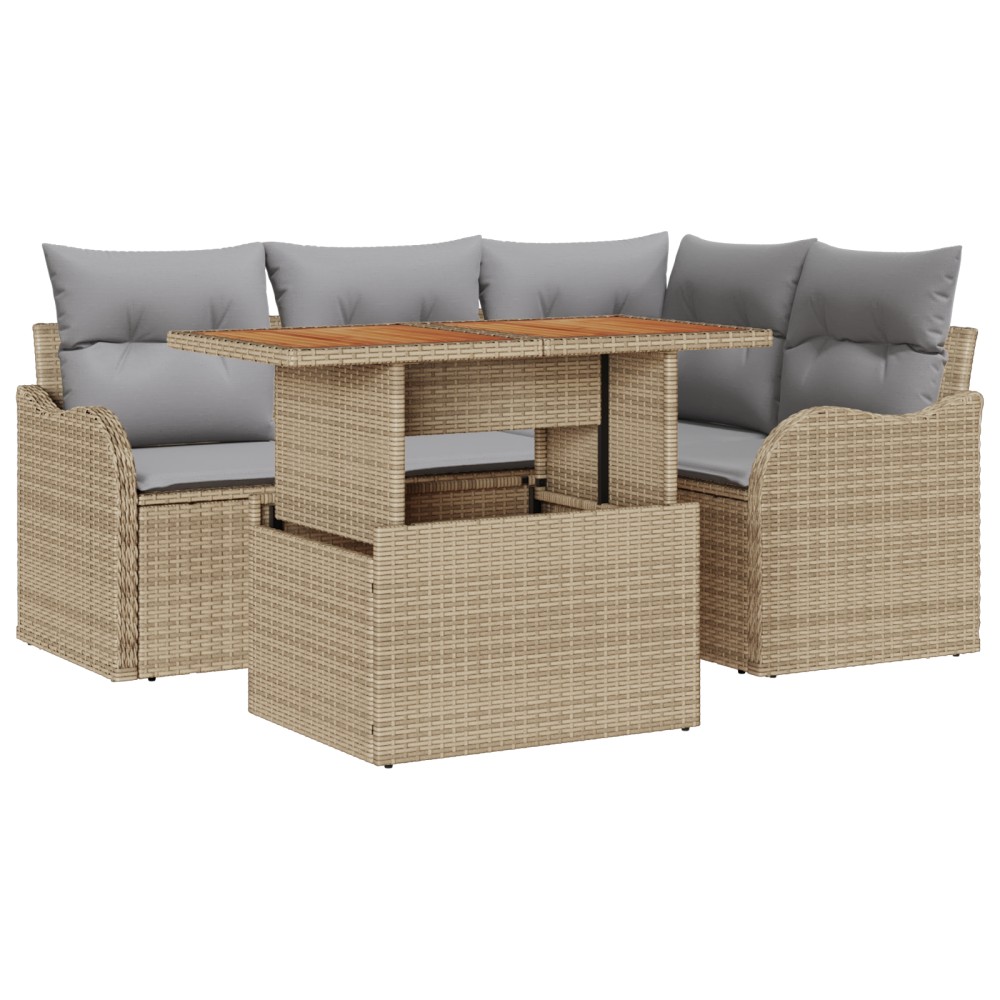vidaXL Set de canapele pentru grădină Manual 5 pcs bej și gri deschis