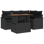 vidaXL Set de canapele pentru grădină 5 pcs Negru 100 x 55 x 73 cm
