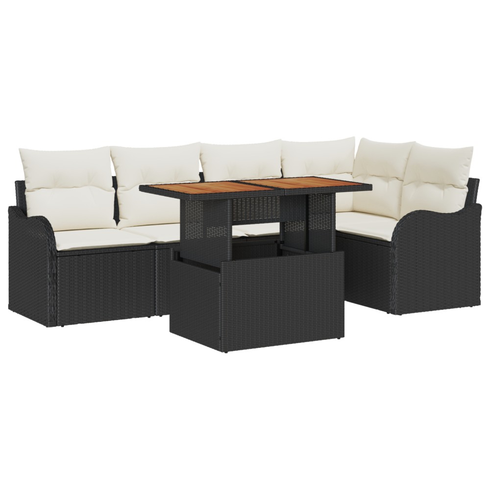 vidaXL Set de canapele pentru grădină cu pernă 6 pcs negru și crem