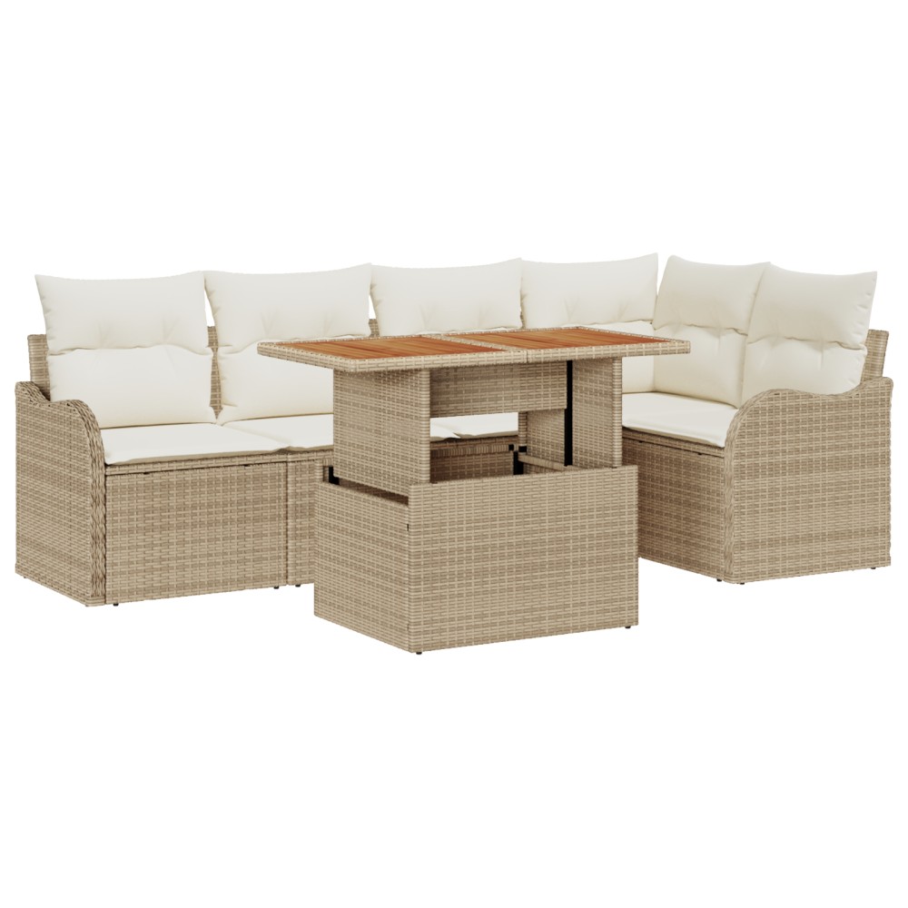 vidaXL Set de canapele pentru grădină cu pernă 6 pcs bej și crem
