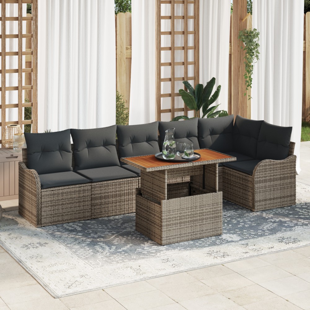 vidaXL Set de canapele pentru grădină 7 pcs Gri 100 x 55 x 73 cm