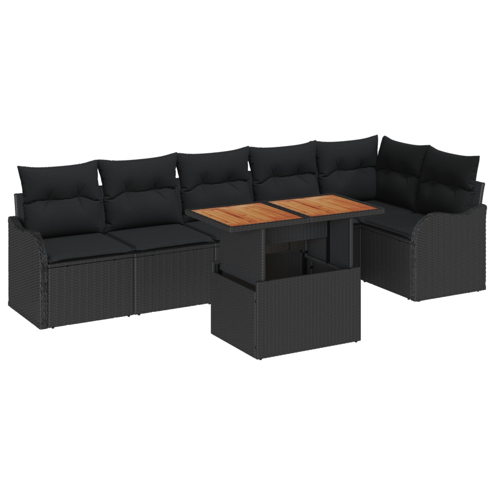 vidaXL Set de canapele pentru grădină 7 pcs Negru 100 x 55 x 73 cm