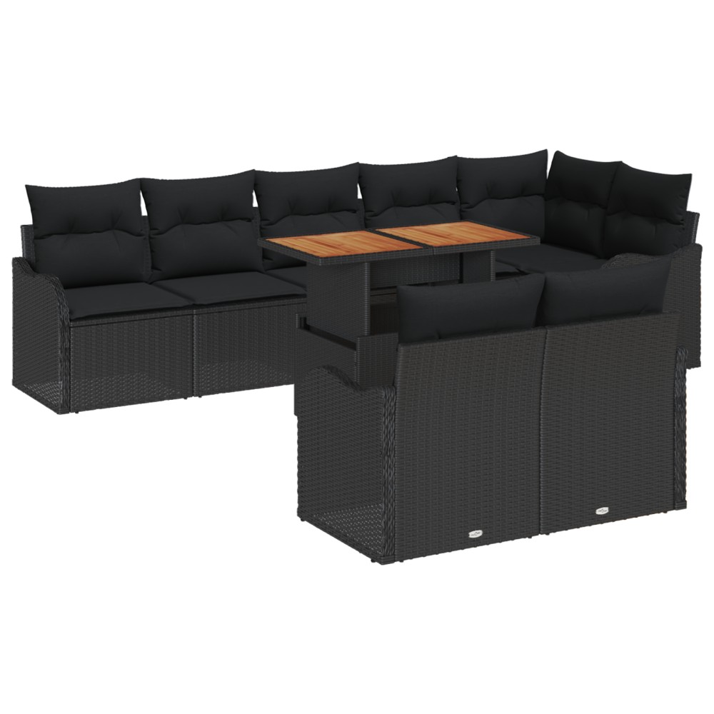 vidaXL Set de canapele pentru grădină 9 pcs Negru 100 x 55 x 73 cm