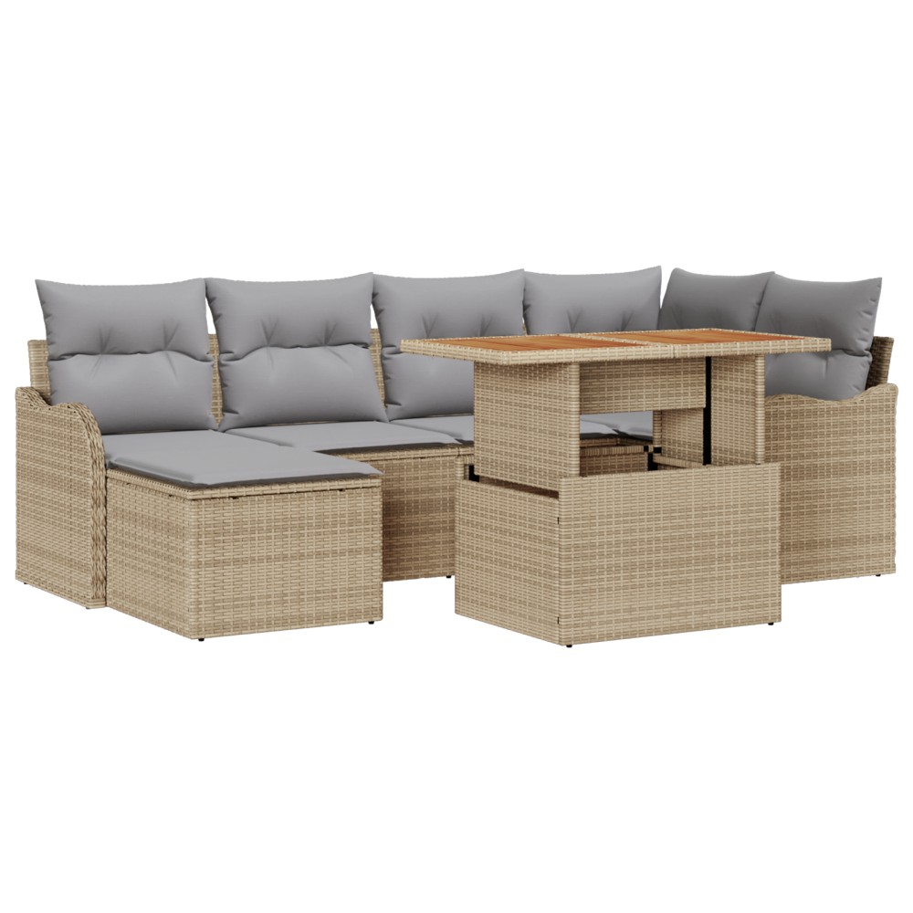 vidaXL Set de canapele pentru grădină 7 pcs bej și gri deschis