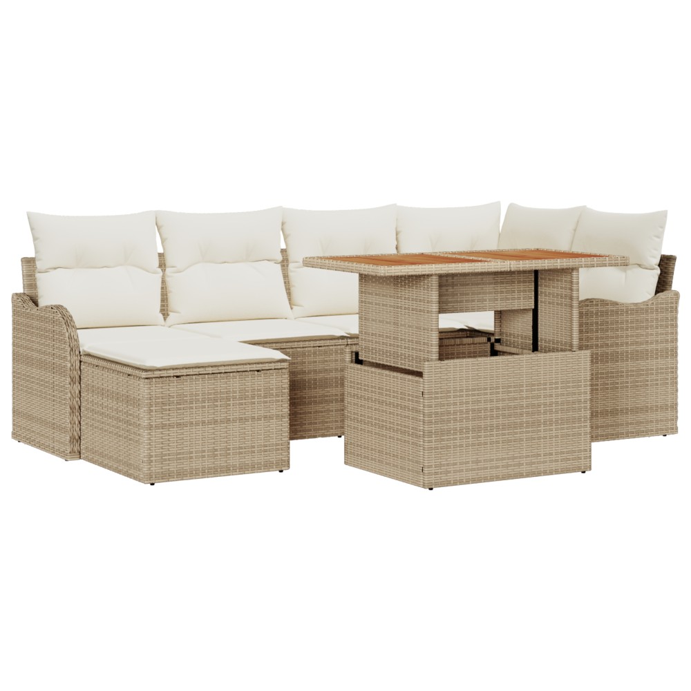vidaXL Set de canapele pentru grădină cu pernă 7 pcs bej și crem