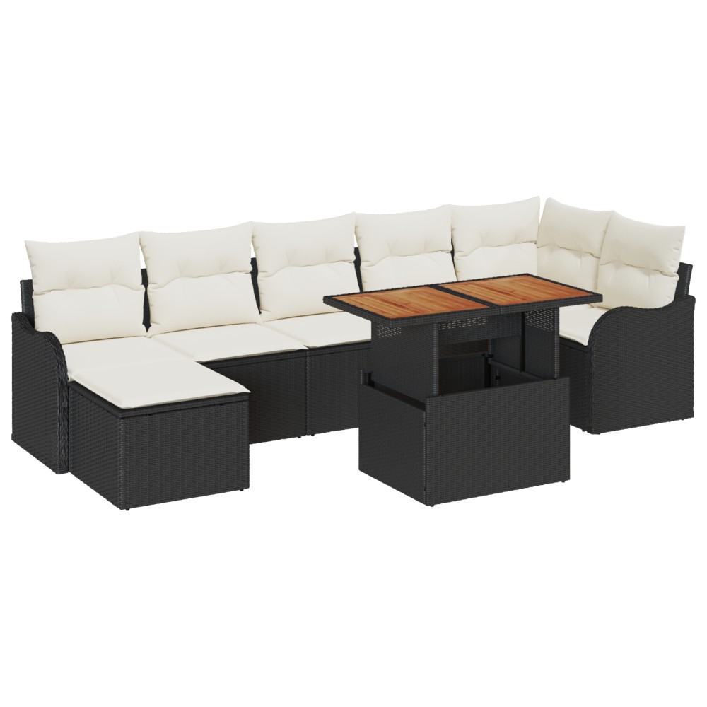 vidaXL Set de canapele pentru grădină cu pernă 8 pcs negru și crem
