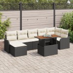 vidaXL Set de canapele pentru grădină cu pernă 8 pcs negru și crem