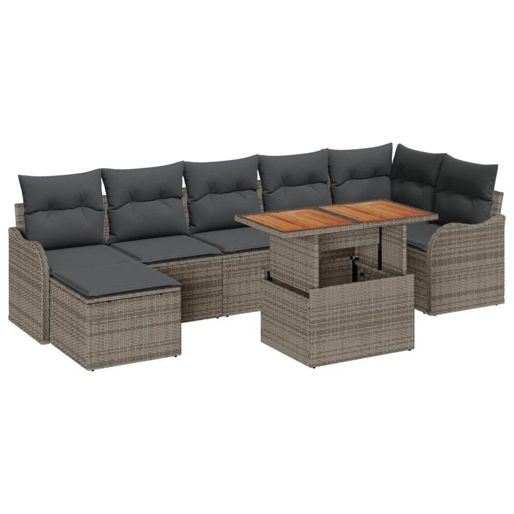 vidaXL Set de canapele pentru grădină cu pernă cu depozitare 8 pcs Gri