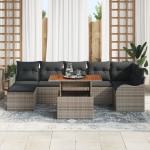 vidaXL Set de canapele pentru grădină cu pernă cu depozitare 8 pcs Gri