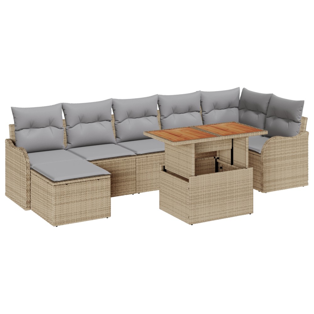 vidaXL Set de canapele pentru grădină 8 pcs bej și gri deschis