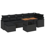vidaXL Set de canapele pentru grădină cu pernă 8 pcs Negru