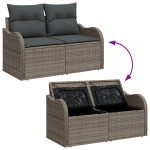 Set 9 piese canapea grădină cu perne gri Ratan Poli Acacia Set 9 piese canapea grădină cu perne gri Ratan Poli Acacia