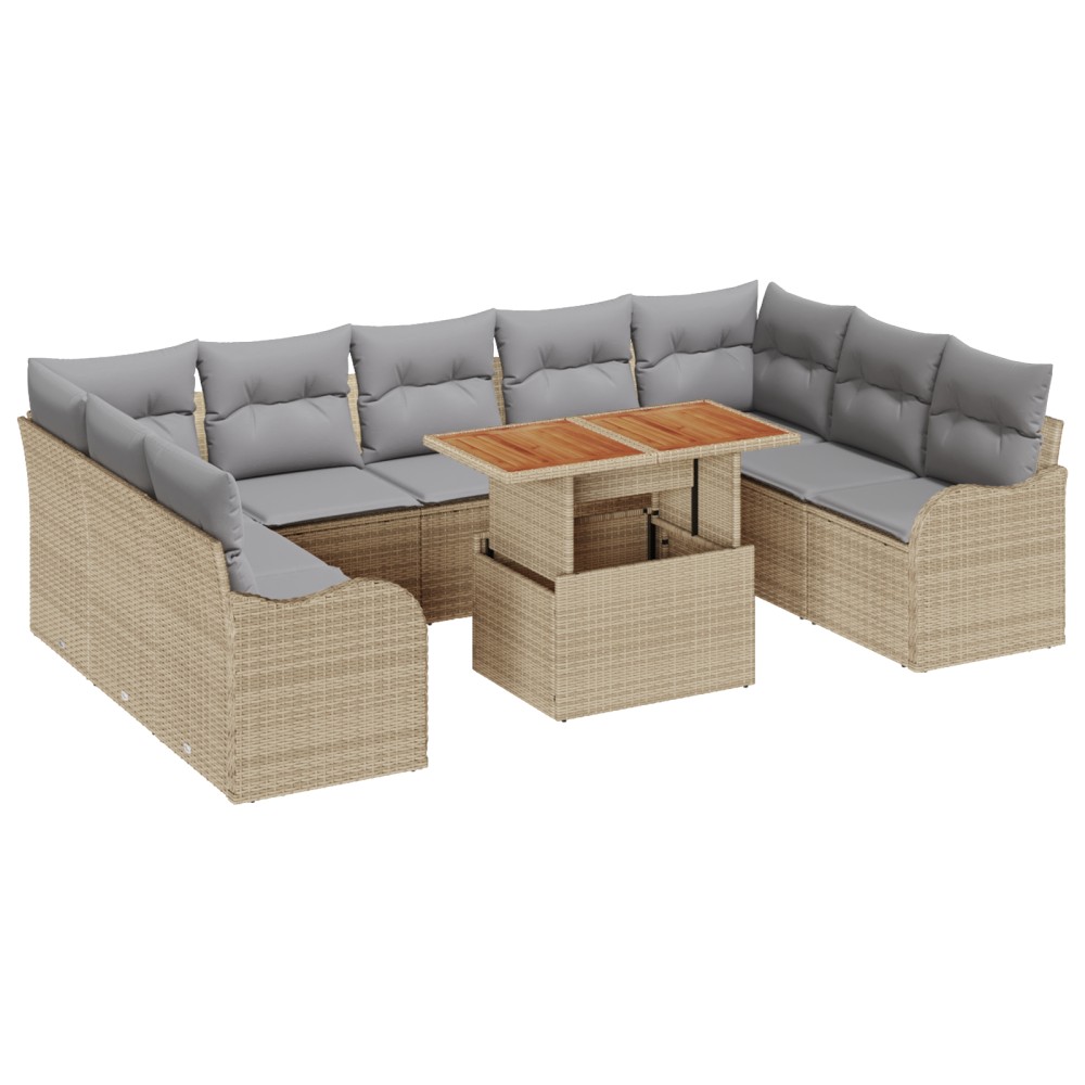 vidaXL Set de canapele pentru grădină 10 pcs bej și gri deschis