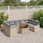 vidaXL Set de canapele pentru grădină 10 pcs bej și gri deschis vidaXL Set de canapele pentru grădină 10 pcs bej și gri deschis