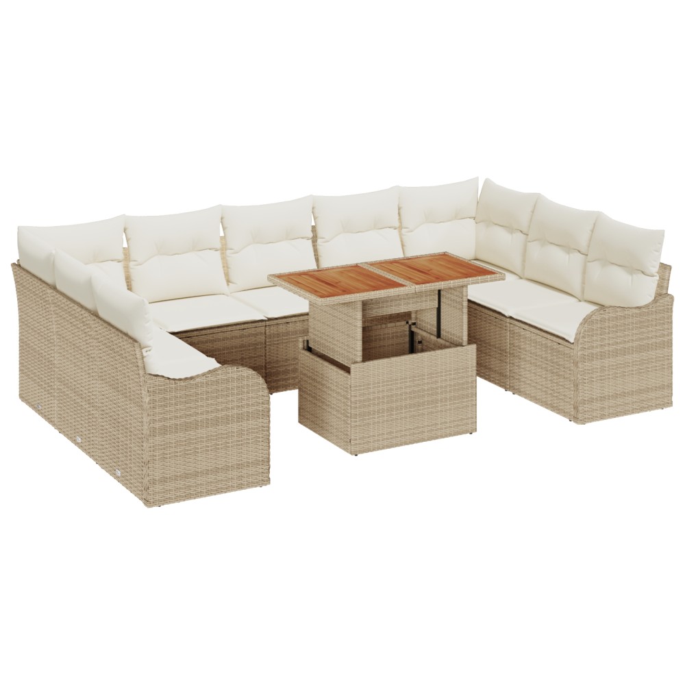vidaXL Set de canapele pentru grădină cu pernă 10 pcs bej și crem