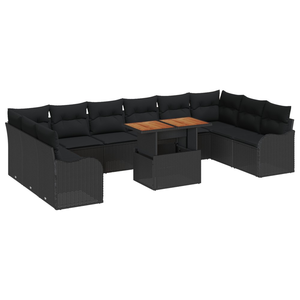 vidaXL Set de canapele pentru grădină 11 pcs Negru 100 x 55 x 73 cm