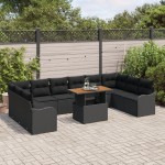 vidaXL Set de canapele pentru grădină 11 pcs Negru 100 x 55 x 73 cm