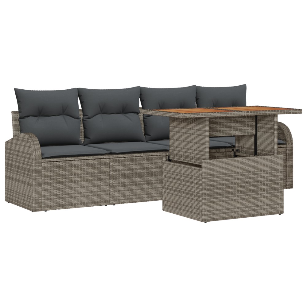 vidaXL Set de canapele pentru grădină 5 pcs Gri 100 x 55 x 73 cm