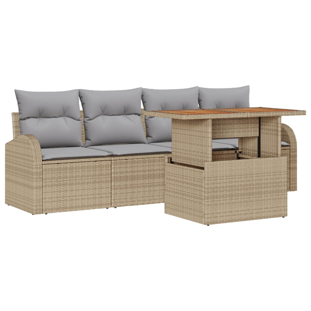 vidaXL Set de canapele pentru grădină Manual 5 pcs bej și gri deschis