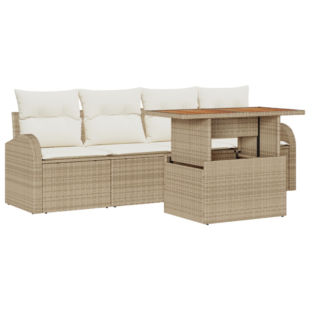 vidaXL Set de canapele pentru grădină cu pernă 5 pcs bej și crem