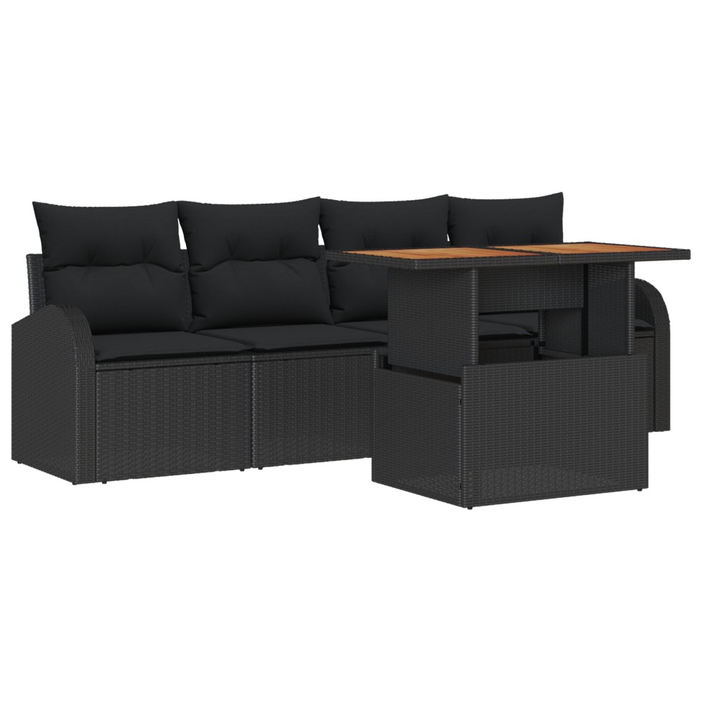 vidaXL Set de canapele pentru grădină 5 pcs Negru 100 x 55 x 73 cm