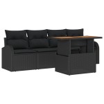 vidaXL Set de canapele pentru grădină 5 pcs Negru 100 x 55 x 73 cm