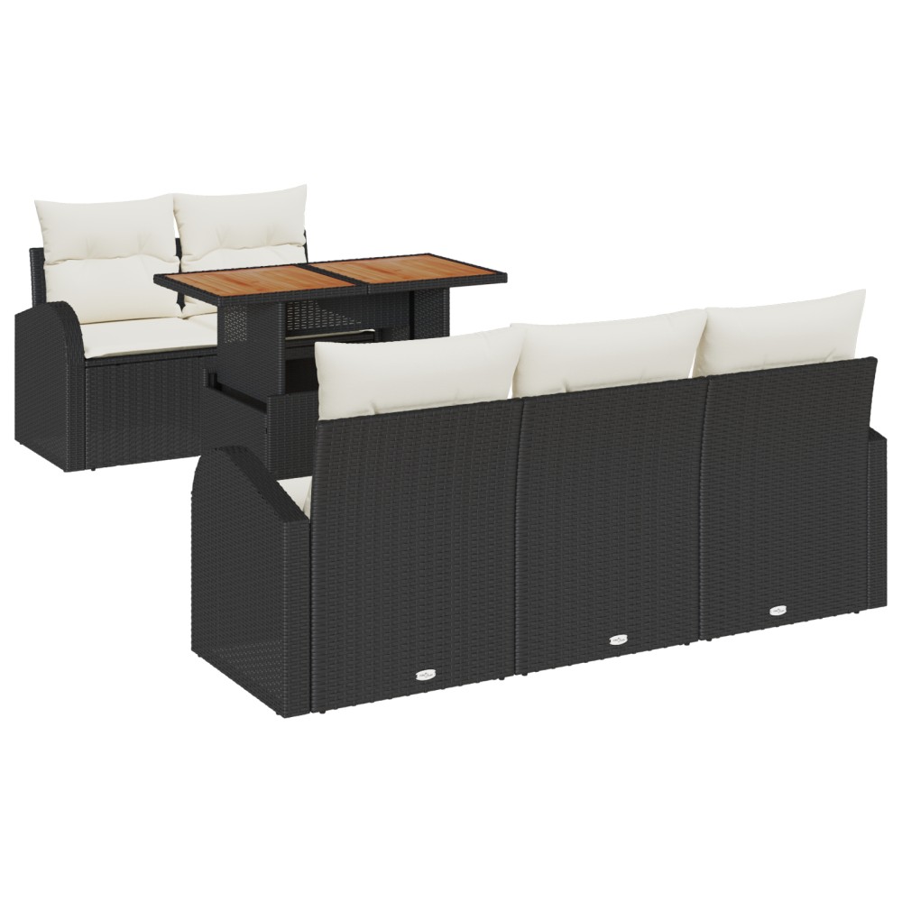vidaXL Set de canapele pentru grădină cu pernă 6 pcs negru și crem
